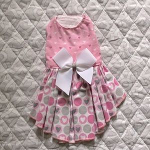 NWOT - Doggie Dress - Pink, Gray, White Hearts
